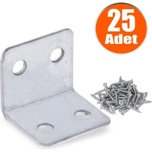Mobilya Dolap Köşe Bağlantı Sabitleme L Demir Gönye 25X25X30 mm (25 Adet)