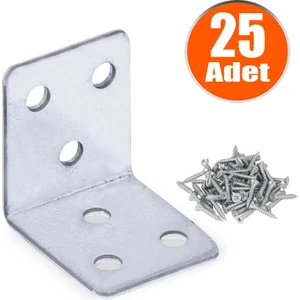 Mobilya Dolap Köşe Bağlantı Sabitleme L Demir Gönye 35X35X30 mm (25 Adet)