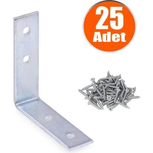 Mobilya Dolap Köşe Bağlantı Sabitleme L Demir Gönye 55X55X15 mm (25 Adet)