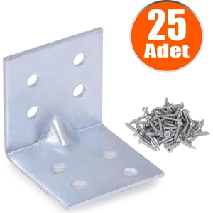 Mobilya Dolap Köşe Bağlantı Sabitleme L Demir Gönye 40X40X40 mm (25 Adet)