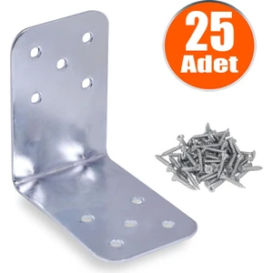 Mobilya Dolap Köşe Bağlantı Sabitleme L Demir Gönye 90X90X60 mm (25 Adet)