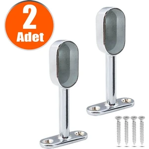 Boru Askı Flanşı Krom Oval Kapalı Dolap İçi Elbise Askı Aparatı (2 Adet)