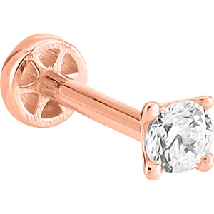 Dianora Piercing 14 Ayar Rose Altın Tektaş Minimal Tragus Piercing