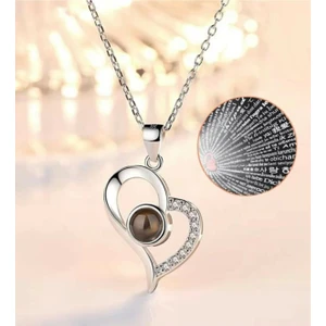 Htc Gümüş Sepeti Kalp Içinde 100 Dilde Seni Seviyorum Gümüş Kolye