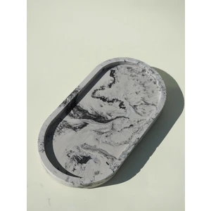 The Craft Thor Mermer Desenli Dekoratif Beton Oval Organizer Gri