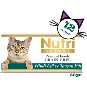 Nutri Feline Hindili&tavşanlı 85GR Nutri Yaş Kedi Maması 12ADET