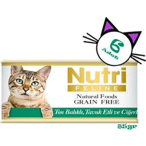 Nutri Feline Ton&tavuk Etli Ciğerli 85GR Nutri Yaş Kedi Maması 6ADET