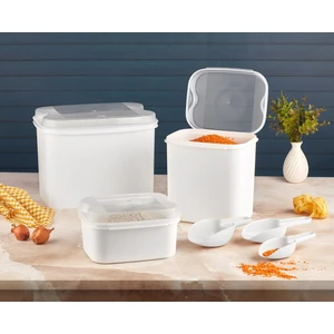 Vip Ahmet Masal Un ve Bakliyat Kabı 10 x 4,5 x 1,6 lt. Beyaz Saklama Kabı ve Kürek