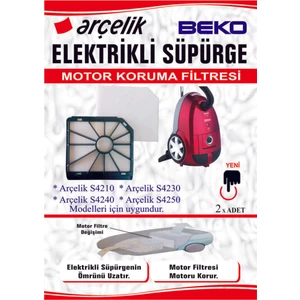 Arçelik S 4210 4230 4240 4250 Süpürge Motor Koruma Filtresi 2'li