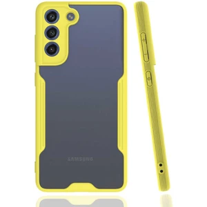 Case 4U Samsung Galaxy S21 FE Uyumlu Kılıf Kamera Korumalı Ultra Ince Buzlu Mat Renkli Parfe Silikon Kapak Sarı