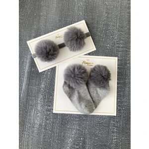 Pempem Bandana Pempembandana Kız Bebek Peluş Ponponlu Corap Banndana Set