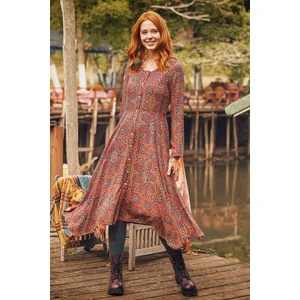 Los Banditos Desenli Uzun Kollu Asimetrik Kesim Kışlık Kadın Elbise