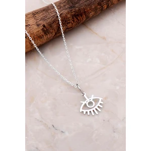 Sümer Telkari Göz Rodyumlu Gümüş  Kolye