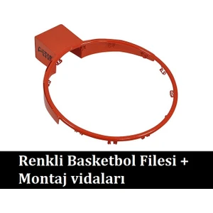 18 Inç (45 Cm) Metal Profil Basketbol Çemberi + Renkli Basketbol Filesi + Montaj Vidaları