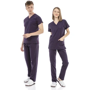 Çatı Medikal Ultralycra Basic - Doktor Hemşire Forma Takımı Unisex Koyu Mor