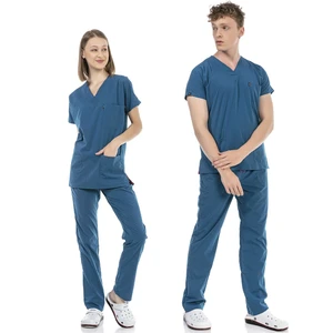 Çatı Medikal Ultralycra Basic - Doktor Hemşire Forma Takımı Unisex Petrol Mavi