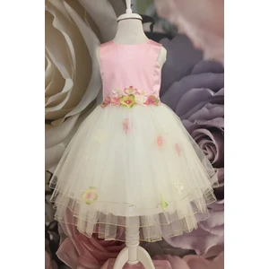 Dide Kids Kız Çocuk Simli Tafta Bedenli Çiçekli Abiye Elbise