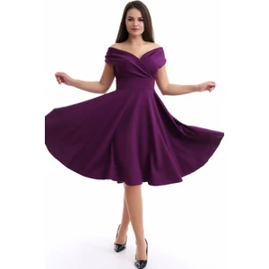 Mürdüm Kayık Yaka Elbise F107