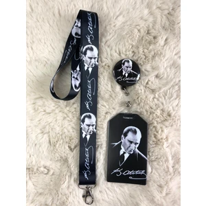 Atatürk Boyun Askısı Yoyo ve Kartlık Set