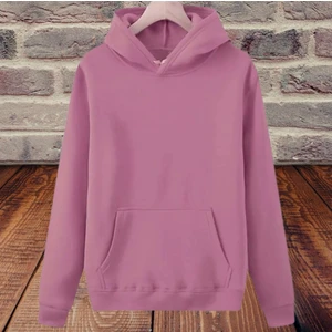 Kapüşonlu Kanguru Cep Iç Komple Polar Pamuk 3 Iplik Kalın Kadın Sweatshirt