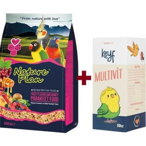 Nature Plan Paraket (Sultan ve Cennet Papaganı Yemi ) 800 g +Keyf Multivit 50CC