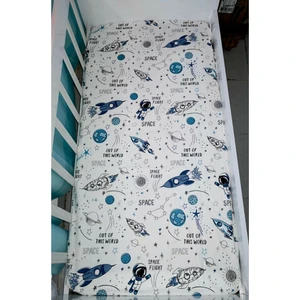 Bebek Özel  Pamuklu Bebek ve Çocuk Lastikli Çarşaf Uzay Desen 80x120 cm