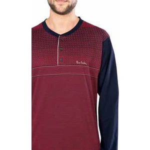 Pierre Cardin  5472 Uzun Kollu Jakarlı Erkek Pijama Takımı-Bordo