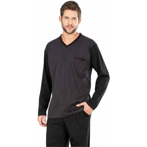 Pierre Cardin  5474 Uzun Kollu Jakarlı Erkek Pijama Takımı-Siyah