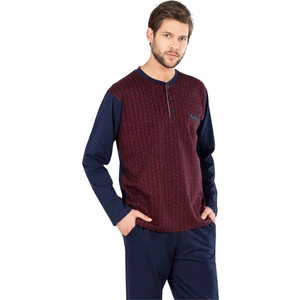 Pierre Cardin  5469 Uzun Kollu Jakarlı Erkek Pijama Takımı-Bordo