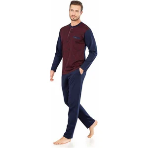 Pierre Cardin  5473 Uzun Kollu Jakarlı Erkek Pijama Takımı-Bordo