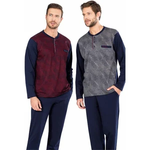 Pierre Cardin  5473 Uzun Kollu Jakarlı Erkek Pijama Takımı-Lacivert