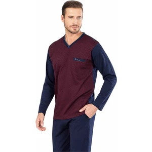 Pierre Cardin  5474 Uzun Kollu Jakarlı Erkek Pijama Takımı-Bordo
