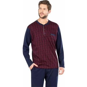Pierre Cardin  5465 Uzun Kollu Jakarlı Erkek Pijama Takımı-Bordo