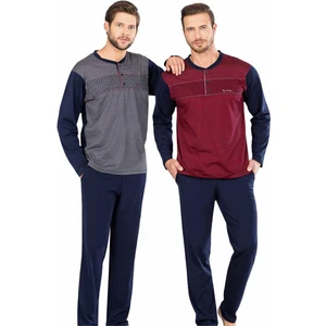 Pierre Cardin  5468 Uzun Kollu Jakarlı Erkek Pijama Takımı-Lacivert