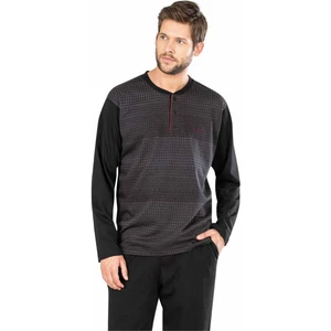 Pierre Cardin  5464 Uzun Kollu Jakarlı Erkek Pijama Takımı-Siyah