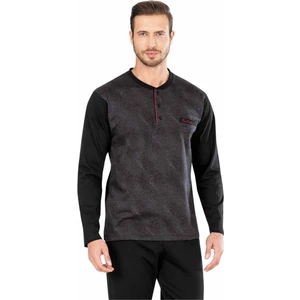 Pierre Cardin  5473 Uzun Kollu Jakarlı Erkek Pijama Takımı-Füme