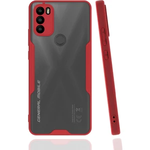 General Mobile Gm 21 Plus Kılıf Kamera Korumalı Arkası Mat Silikon Platin - Kırmızı