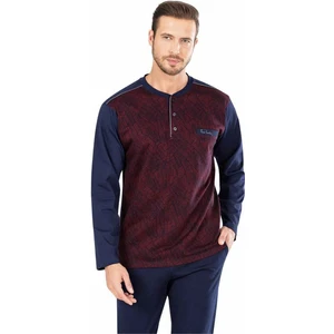 Pierre Cardin  5466 Uzun Kollu Jakarlı Erkek Pijama Takımı-Bordo