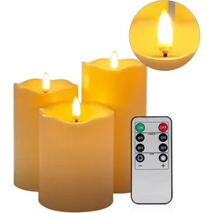 Triline Alevsiz Titreyen LED Mum Büyük Boy 3lü Set Kumandalı