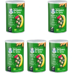 Organik Pirinçli, Buğdaylı, Muzlu ve Ahududulu  Bebek Atıştırmalığı 35 gr x 5 Adet