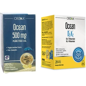 Ocean Saf Balık Yağı 60 Kapsül + D3 Ve K2 Vitamini Damla 20 Ml