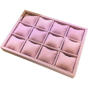 Saat Bileklik Süet Yastıklı Pembe Bölmeli  Çok Amaçlı Takı Kutusu