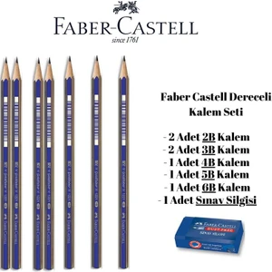 Dereceli Kalem Seti 7 Adet Kalem ve Silgi Faber Castell Dereceli Kalem Seti 2b 3b 4b 5b 6b Kalem