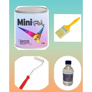 Boyacı Seti: Sentetik Boya(1kg)+ Fırça+ TINER(0.256ML)+ Parmak Rulo
