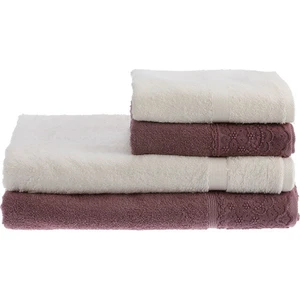 Orkide Best Set (Hamam Takımı) Krem - Mürdüm