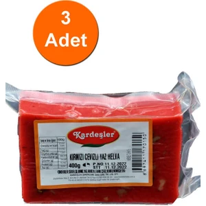 KŞ Kardeşler Şekerleme Kardeşler Cevizli Kırmızı Yaz Helvası 400 G x 3 Adet