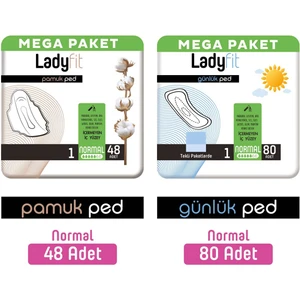 Pamuk Ped Mega Normal 48 Adet + Günlük Ped Mega Normal 80 Adet