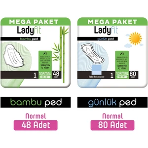 Bambu Ped Mega Normal 48 Adet + Günlük Ped Mega Normal 80 Adet