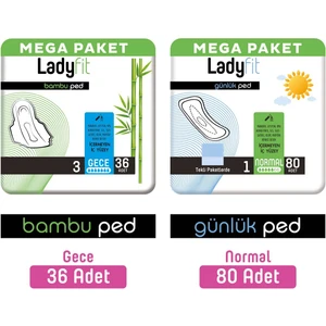 Bambu Ped Mega Gece 36 Adet + Günlük Ped Mega Normal 80 Adet