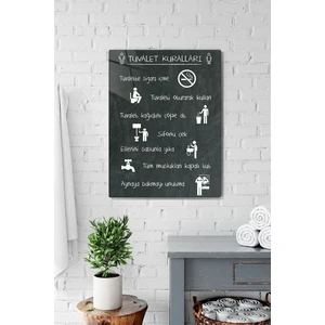 Tuvalet Kuralları | Banyo Aksesuarı | Kara Tahta Fon | 30cm x 40cm